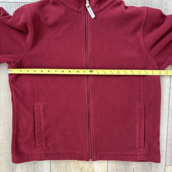 Woolrich Womens Ruby Red Full Zip Fleece Jacket Size Large Mock Neck Casual Cozy - Picture 12 of 14